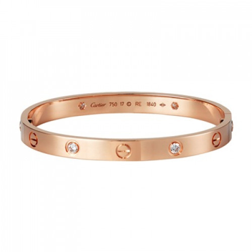 [까르띠에] 러브 브레이슬릿 다이아몬드 4개 로즈골드 B6036017 커플팔찌 - ca0004z Cartier Love Bracelet 4 Diamonds Pink Gold