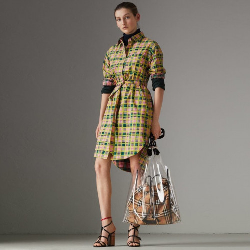 BURBERRY 2018 LADIES LONG CHECK SHIRT - 버버리 여성 체크 롱셔츠 BUR0087, 2색 (옐로우/핑크)