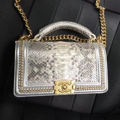 Chanel Leboy Leather Chain Tote Shoulder Bag,25CM - 샤넬 르보이 레더 체인 토트 숄더백 CHAB0191,25CM,실버