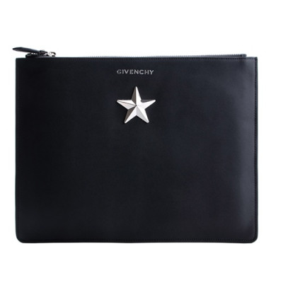 Givenchy Leather Silver Star Clutch Bag,30.5cm - 지방시 레더 남여공용 실버스타 클러치백 GVB0004,30.5cm,블랙