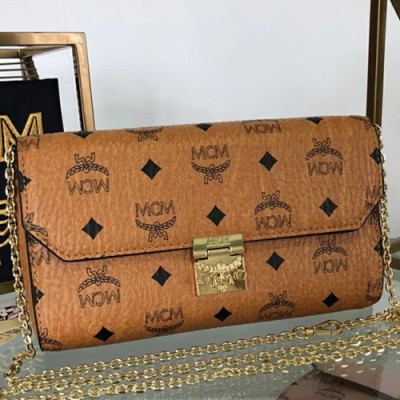 MCM Millie Visetos Chain Shoulder Cross Bag,18.5/23.5cm - 엠씨엠 여성용 밀리 비세토스 체인 숄더 크로스백 MCMB0085, 18.5/23.5cm,브라운