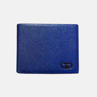 Ferragamo 2018 Mens Logo Leather Bifold Wallet/Card Holder/Long Purse - 페라가모 남성 신상 로고 레더 반지갑/카드홀/장지갑 Fer0084x.블루