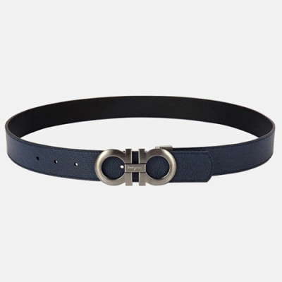 Salvatore Ferragamo 2019 Mens Gancio Business Leather Belt - 살바토레 페라가모 남성 간치니 비지니스 레더 벨트 Fer0097x.Size(3.5CM).네이비실버