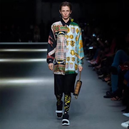 Burberry 2019 Mm/Wm Half-pattern Silk Shirt - 버버리 하프패턴 실크 셔츠 Bur0556x.Size(s - l).블랙혼방