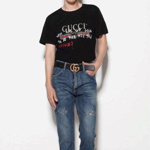 Gucci 2019 Mm/Wm CoCo Capitan Cotton Short Sleeved Tshirt - 구찌 남자 코코카피탄 코튼 반팔티 Guc0875x.Size(s - xl).블랙
