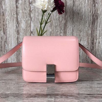 Celine Leather Classic Box Small Shoulder Bag,17CM - 셀린느 레더 클래식 박스 스몰 숄더백 ,11041-14,17CM,핑크