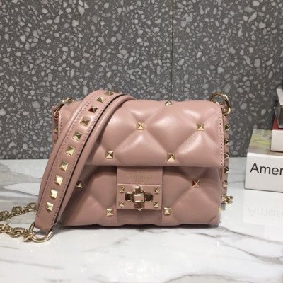 Valentino 2019 Leather Garavani CandyStud Mini Chain Shoudler Bag,17CM - 발렌티노 2019 레더 가라바니 캔디스터드 미니 체인 숄더백,0073-VTB0042,17CM,핑크