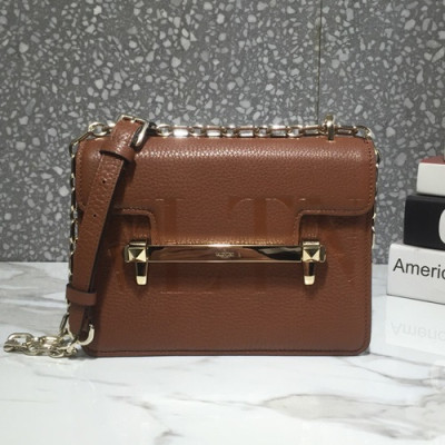 Valentino 2019  Leather Uptown Shoudler Cross Bag,21CM - 발렌티노 2019 레더 업타운 숄더 크로스백,0088-VTB0369,21CM,브라운