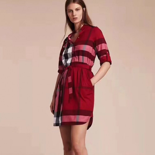 [추가할인]Burberry 2019 Ladies Classic Modern Check Shirt - 버버리 여성 클래식 모던 체크 셔츠 Bur0703x.Size(s - 2xl).레드
