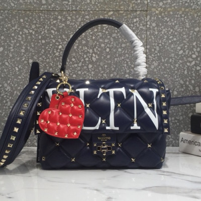 Valentino 2019 Leather Ruckstud Tote Shoudler Bag,23CM - 발렌티노 2019 레더 락스터드 토트 숄더백,0055-VTB0435,23CM,네이비