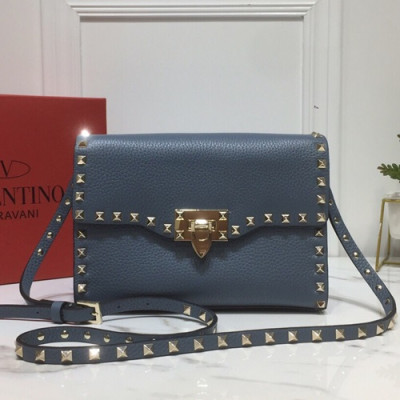 Valentino 2019 Leather Rockstud Shoudler Bag,22.5CM - 발렌티노 2019 레더 락스터드 숄더백,0181 - VTB0469,22.5CM,블루