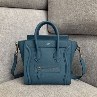 Celine Nano Luggage Leather Tote Shoulder Bag,20CM - 셀린느 나노 러기지 레더 토트 숄더백 ,189243-9,20CM,블루