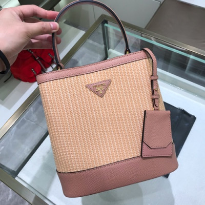 Prada 2019 Double Tote Shoulder Bag,23cm - 프라다 2019 여성용 두블레 토트 숄더백 ,1BA212-13,23cm,핑크