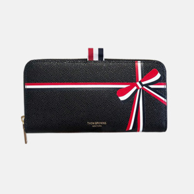 Thom Browne 2019 Leather Zip Round Wallet,20cm - 톰브라운 2019 레더 남여공용 지퍼 라운드 장지갑 TBW0006,20cm,블랙