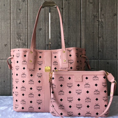 MCM Visetos Tote Shoulder Shopper Bag,33cm - 엠씨엠 여성용 비세토스 토트 숄더 쇼퍼백 MCMB0228, 33cm,핑크