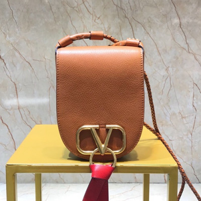 Valentino 2019 Garavani V-ring Leather Mini Shoudler Cross Bag,17CM - 발렌티노 2019 가라바니 브이링 여성용 레더 미니 숄더 크로스백 ,VTB0609,17CM,브라운