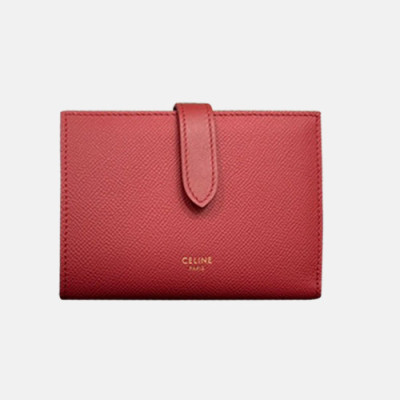 Celine 2019 Ladies Wallet,14cm - 셀린느 2019 여성용 레더 중지갑,CELW0006,14cm.레드