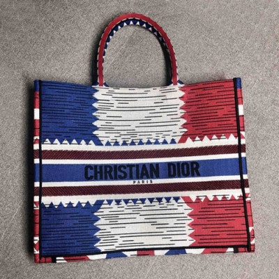 Dior 2019 Women Canvas Book Tote Shopper Bag ,41.5CM - 디올 2019 여성용 캔버스 북 토트 쇼퍼백  DIOB0315,41.5CM,블루