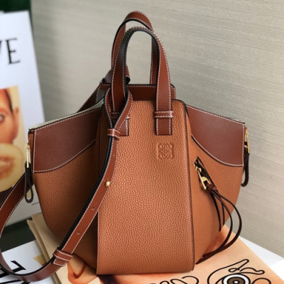 Loewe 2019 Hammock Small Tote Shoulder Bag, 29CM - 로에베 2019 해먹 스몰 토트 숄더백 ,3047-LOEB0289, 29CM, 브라운