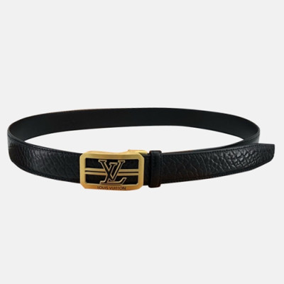 Louis vuitton 2019 Mens Initial Logo Buckle Leather Belt - 루이비통 2019 남성용 이니셜 로고 버클 레더 벨트 LOUBT0008.Size(3.5cm).블랙