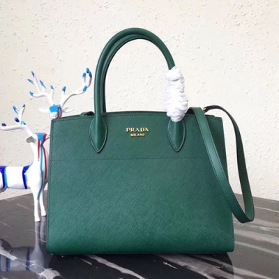 Prada 2019 Bibliothque Leather Tote Shoulder Bag,30cm - 프라다 2019 비블리오텍 여성용 레더 토트 숄더백 ,1BA049-6,30cm,그린