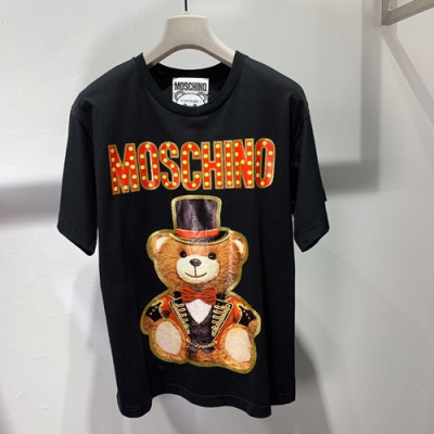 Moschino 2019 Mm/WmCrew -neck Cotton Short Sleeved T-shirt - 모스키노 남자 크루넥 고튼 반팔티 Mosts0012.Size(xs - l).블랙