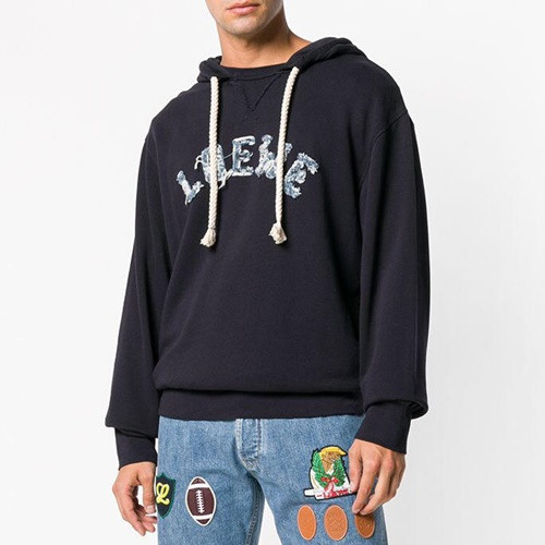 Loewe 2019 Mm/Wm Logo Wolf Cotton Hood Tee - 로에베 남자 로고 울프 코튼 후드티 LoeHT0011.Size(s -3xl).블랙