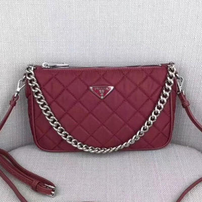 Prada 2019 Nylon Chain Tote Shoulder Cross Bag,22.5CM - 프라다 2019 나일론 체인 토트 숄더 크로스백,BL1026-2,22.5cm,레드