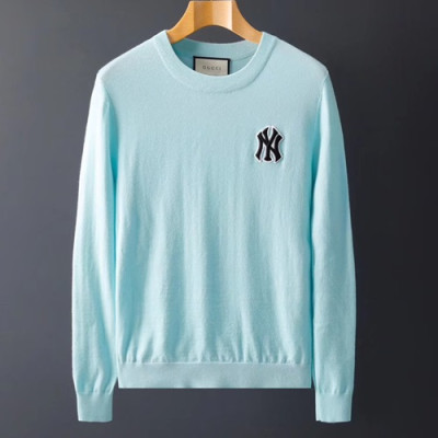 Gucci 2019 Mens Embroidery  Crew-neck Wool Sweater - 구찌 남성 신상 자수 크루넥 울 스웨터 GUCST0055.Size (M-2XL).컬러(스카이블루)