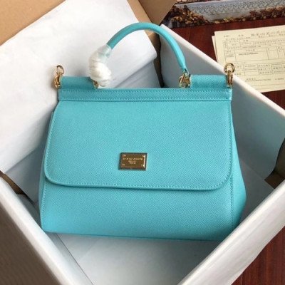 Dolce&Gabbana 2019 Leather Tote Shoulder Bag ,25CM - 돌체 앤 가바나 2019 레더 여성용 토트 숄더백 DGB0225,25cm,스카이블루