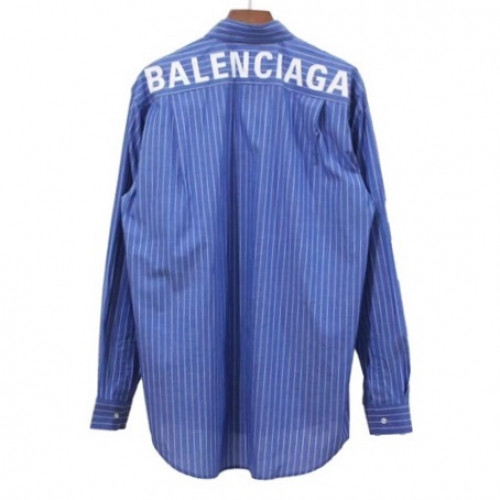 Balenciaga 2019 Mens Logo Oversize Cotton shirt - 발렌시아가 2019 남성 로고 오버사이즈 코튼 셔츠 Bal0266x.Size(xs - m).블루