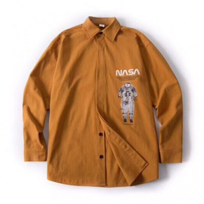 Off white x Nasa 2019 Mens Basic Logo Cotton Check Shirt - 오프화이트 x 나사 남성 베이직 로고 코튼 체크셔츠 Off0124x.Size(m - xl).브라운