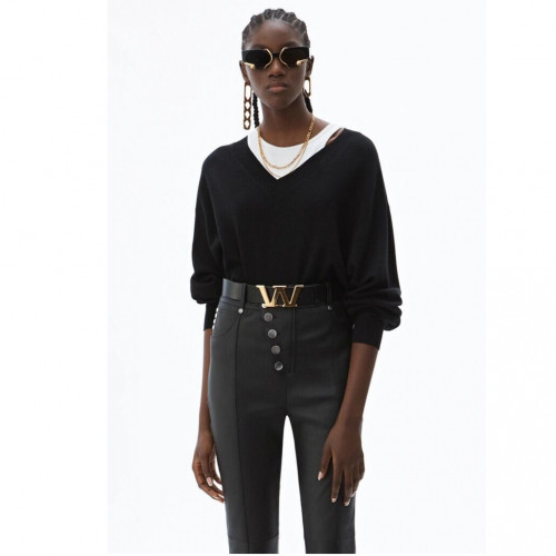 [매장판]Alexsander Wang 2019 Womens V-neck Sweater - 알렉산더왕 2019 여성 브이넥 스웨터 Alw0014x.Size(s - l).블랙