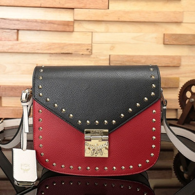 MCM 2019 Leather Shoulder Bag,21cm - 엠씨엠 2019 여성용 레더 숄더백 MCMB0377, 21cm,레드+블랙