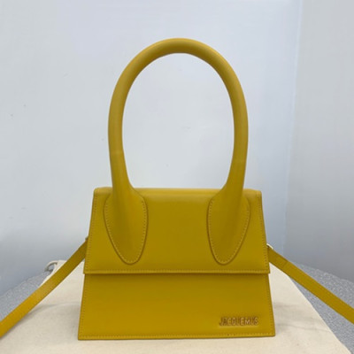 Jacquemus 2019 Leather Large Tote Shoulder Cross Bag ,24cm - 자크뮈스 2019 레더 여성용 라지 토트 숄더 크로스백 JACB0027,24cm,옐로우