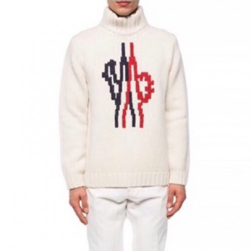 Moncler 2019 Mens Retro Logo Turtle-neck Wool Sweater - 몽클레어 2019 남성 레트로 로고 터틀넥 울 스웨터  Moc01125x.Size(s - l).화이트