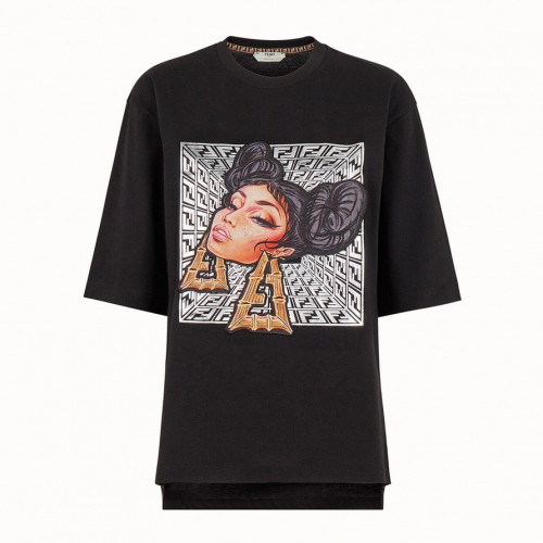 Fendi 2019 Mm/Wm Logo Cotton Short Sleeved Tshirt - 펜디 2019 남자 로고 코튼 반팔티 Fen0460x.Size(s - l).블랙