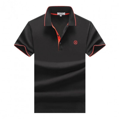 Hermes 2019 Mens Logo Cotton Polo Short Sleeved Tshirt - 에르메스 2019 남성 로고 코튼 폴로 반팔티 Her0337x.Size(m - 3xl).2컬러(블랙/그레이)
