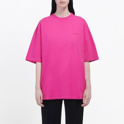 Balenciaga 2019 Mm/Wm Oversize Logo Cotton Short Sleeved Tshirt - 발렌시아가 남자 오버사이즈 로고 코튼 반팔티 Bal0383x.Size(xs - m).핑크