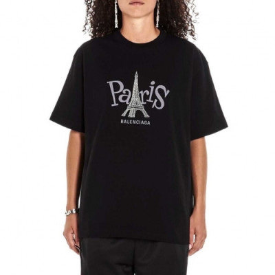 Balenciaga 2019 Mm/Wm Oversize Logo Cotton Short Sleeved Tshirt - 발렌시아가 남자 오버사이즈 로고 코튼 반팔티 Bal0390x.Size(s - 2xl).블랙