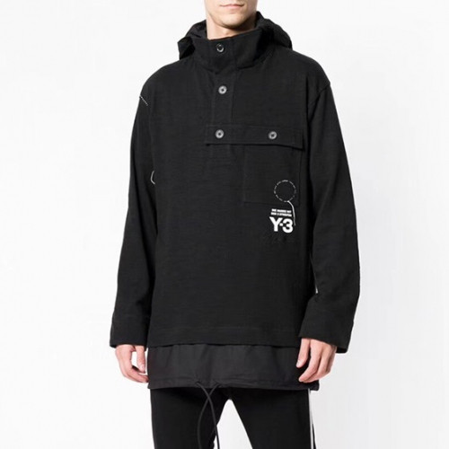[요지야마모토]Y-3 2019 Mens Logo Street Cotton HoodT - 요지야마모토 2019 남성 로고 Street 코튼 후드티 Y3/0044x.Size(s - xl).블랙
