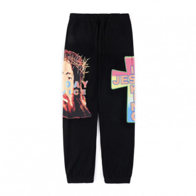 Kanye west 2019 Mens Logo Oversize Cotton Pants - 카니예 웨스트 2019 남성 로고 오버사이즈 코튼 팬츠 Kany0034x.Size(m - xl).블랙