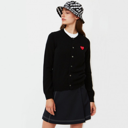 Cdgplay  Womens Round neck Wool Cardigan - 꼼데가르송 여성 크루넥 울 가디건 - cdg67x
