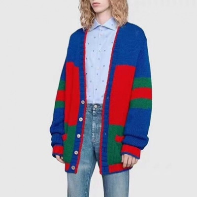 Gucci Mm/Wm Trendy V-neck Cardigan - 구찌 2020 남자 트렌디 브이넥 니트 가디건 Guc01955x.Size(s - l).블루