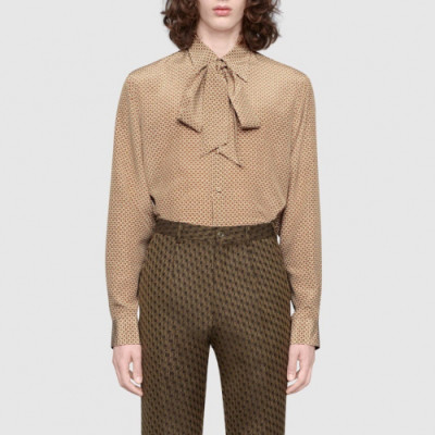 Gucci Womens Trendy Ribbon Silk Tshirts - 구찌 여성 트렌디 리본 실크 셔츠 - guc1974x