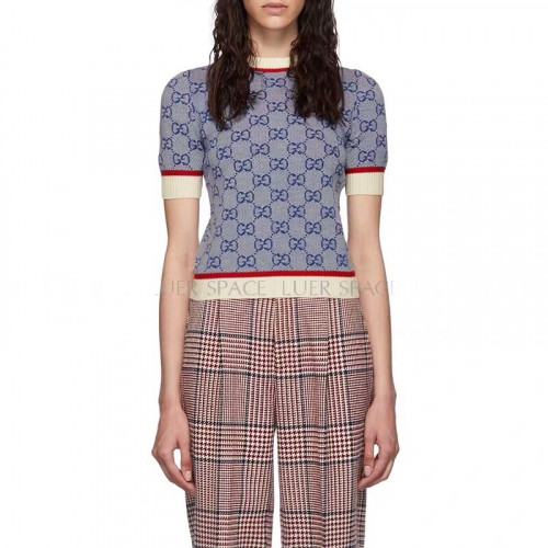 [구찌]Gucci 2020 Womens Trendy Wool Short Sleeved Sweaters - 구찌 2020 여성 트렌디 울 반팔 스웨터 Guc01994x.Size(s - l).블루