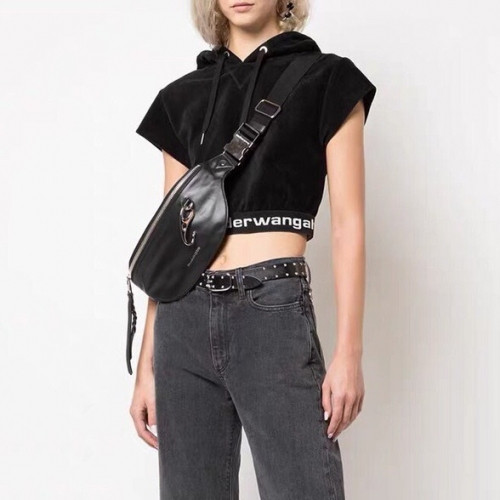 Alexsander Wang Womens Short Sleeved Tshirts - 알렉산더왕 2020 여성 로고 벨벳 반팔티 Alw0064x.Size(s - l).블랙
