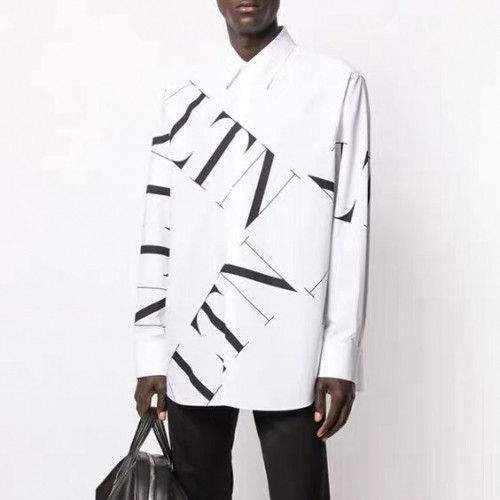 Valentino 2020 Mens Logo Cotton Shirts - 발렌티노 2020 남성 로고 코튼 셔츠 Val0320x.Size(s - xl).화이트