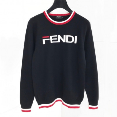 Fendi 2020 Mens Logo Crew-neck Wool Sweaters - 펜디 2020 남성 로고 크루넥 울 스웨터 Fen0547x.Size(m - 2xl).블랙
