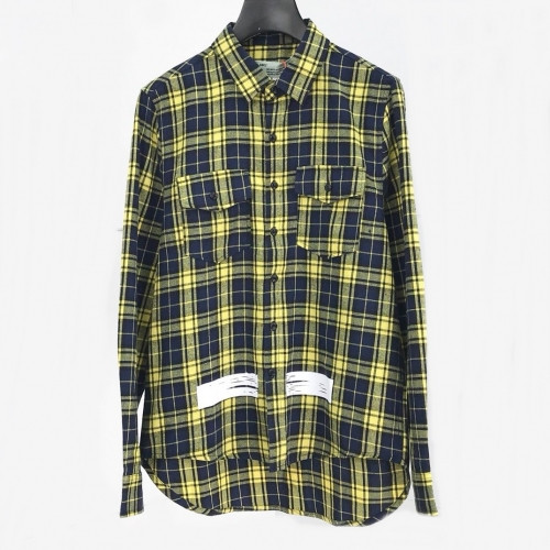 [오프화이트]Off white 2020 Mens Basic Logo Wool Shirts - 오프화이트 2020 남성 베이직 로고 오버사이즈 울 체크 셔츠 Off0355x.Size(m - 2xl).옐로우